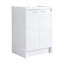 Meuble-lavabo autoportant de 48 po avec lavabo en résine, 2 coins de rangement, charnières de porte à fermeture en douceur, contreplaqué blanc brillant, sections de stratégie d'organisation, plan de clôture
