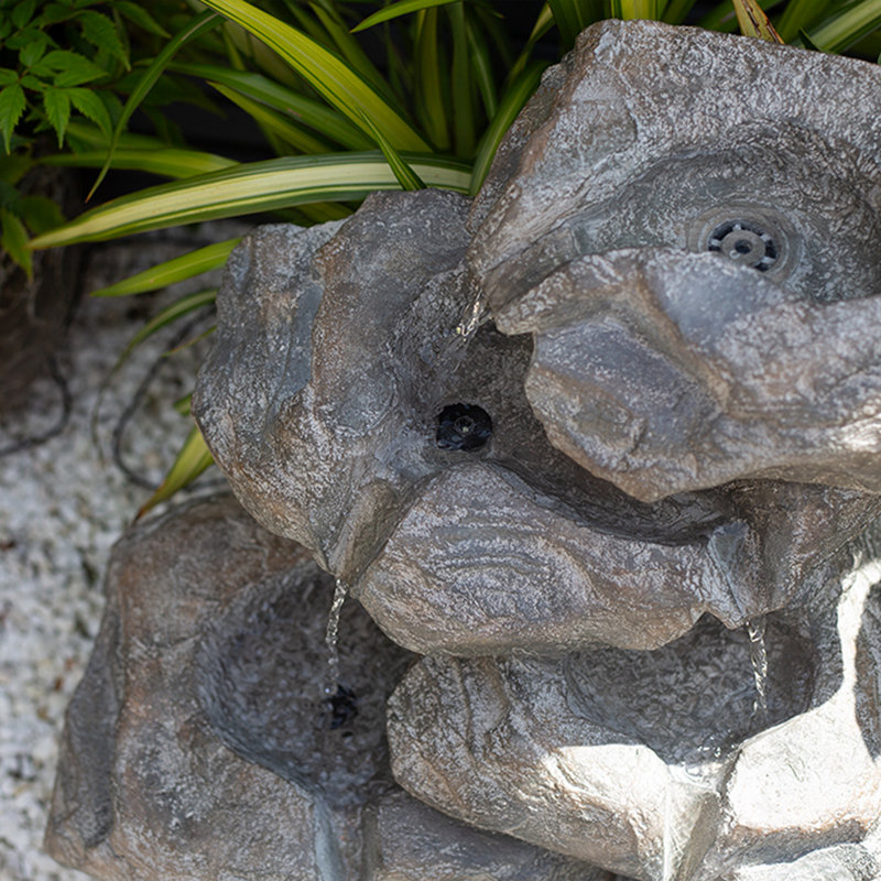 Caelinn Easy Fountain Cascading Rocks Self-Contained Solar Powered Garden Fountain incl LEDs - L 47 cm x W 46 cm x H 53 cm