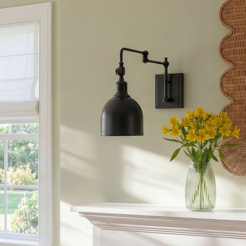 Seraphine 1 - Light Dimmable Swing Armed Sconce in Matte Black, Matte Black