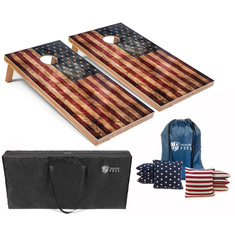 Tailgating Pros Solid Wood Foldable Cornhole Set with Carrying Case