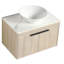 Lavabo de salle de bain suspendu moderne de 30 pouces avec ensemble de bols en céramique, bol mural en chêne blanc avec porte à fermeture douce, 2 paquets