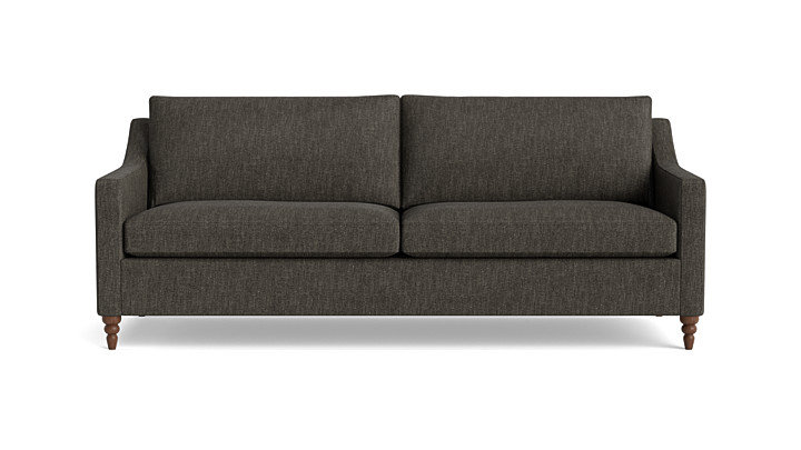 Vera Sofa (85"), Walnut Finish (Turned), Performance Weave - Onyx