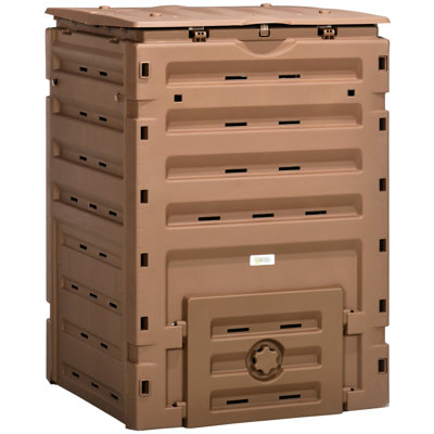 120 Gallon Bin - , 80 Vents For Air Circulation, 2 Sliding Doors, Fast Generation Of Fertile Soil, Lightweight & Stable, Brown Doors Soil Fertility Enhancement Result Performance, Strong, 450L
