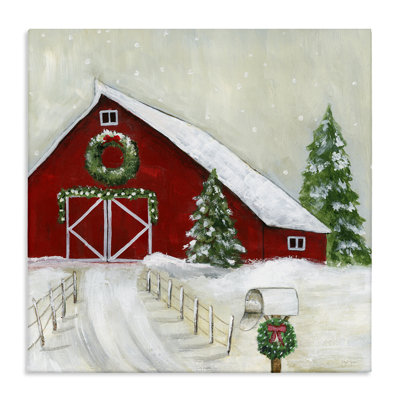 "Winter Barn Scenery", art mural par Janet Tava