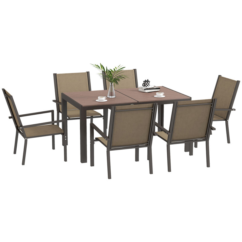 Fallston 6 - Person Patio Dining Set with Rectangular Table, Khaki