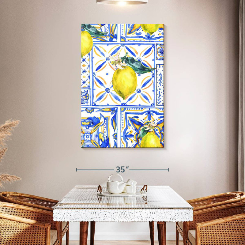 Yarlin Lemon Pattern Tiles, 48" H x 32" W