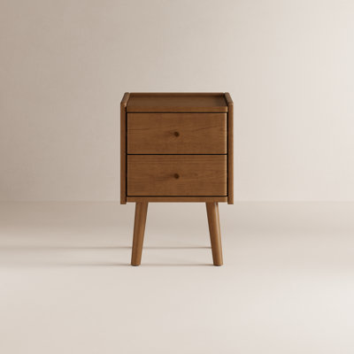 Table de chevet à deux tiroirs en bois massif Annie Oliver