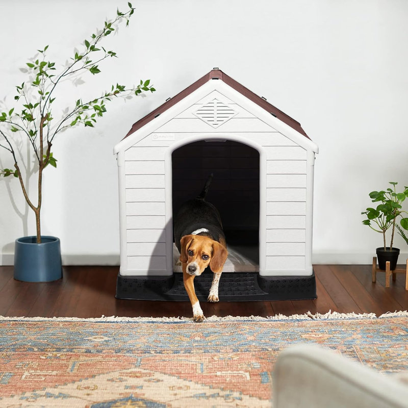 Niche pour chien en plastique Aunyae, Brun, 37.4" H x 35" W x 38.9" D