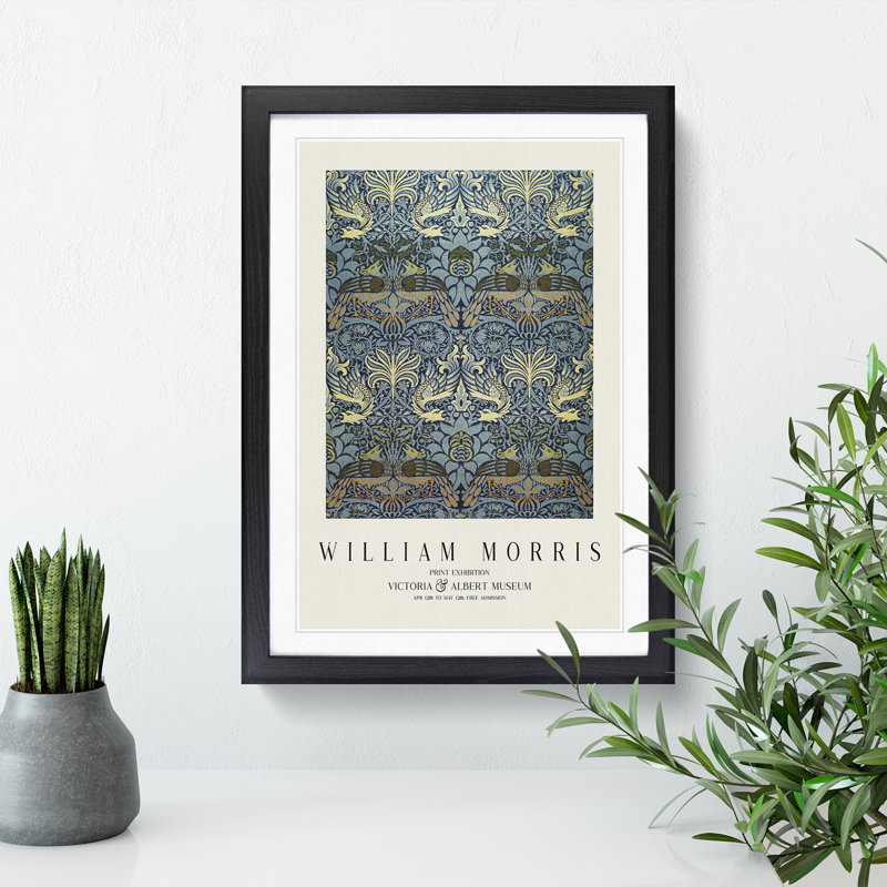 Peacock and Dragon by William Morris - Picture Frame Painting, Black, 48cm H x 36cm W x 2cm D