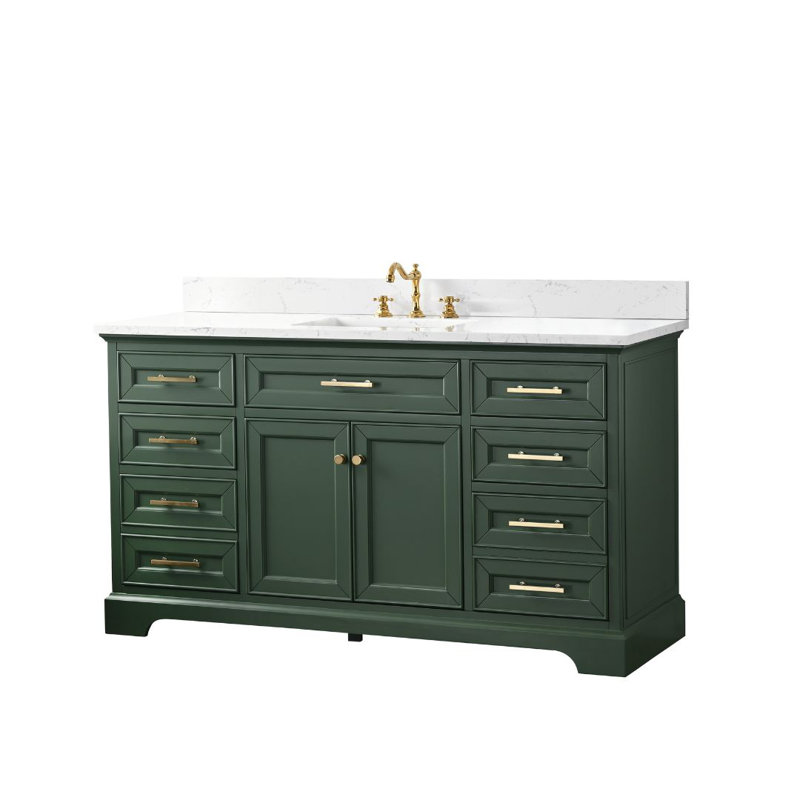 Ensemble de meuble-lavabo simple Currahee, Conifère / or brossé