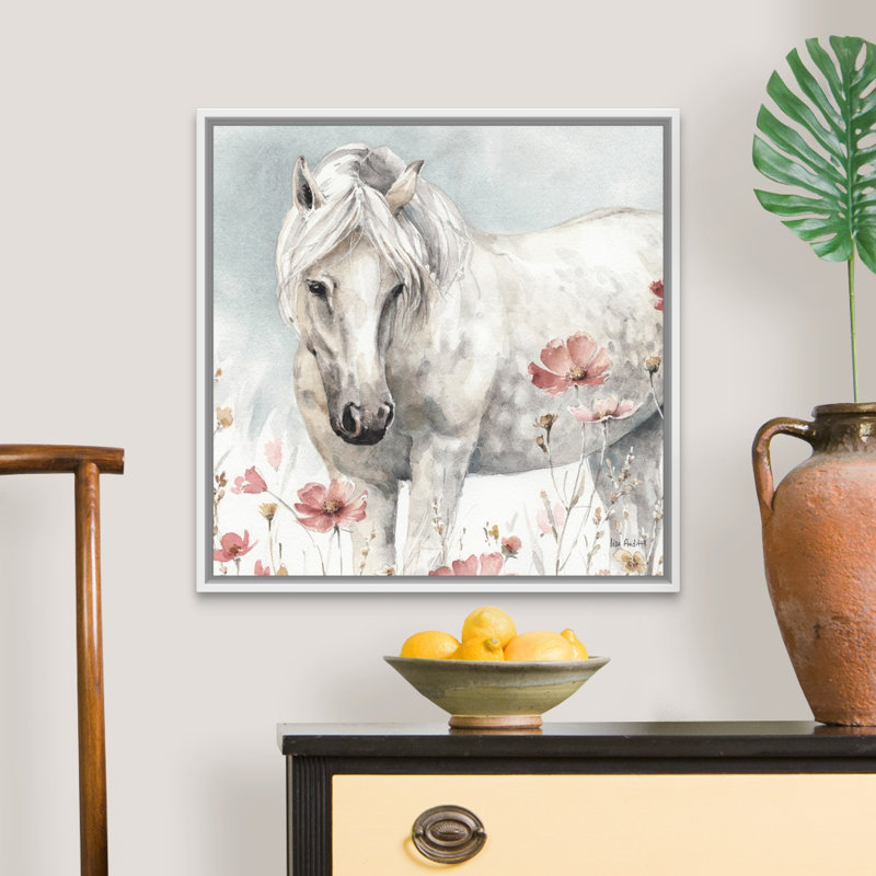 Art sauvage sur toile, "Chevaux sauvages", H 26 po x l 26 po x P 2 po, Toile avec cadre blanc