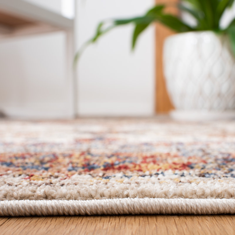 Tapis performance oriental Broomhedge Bijar, Carré 5 pi, Ivory/Rust