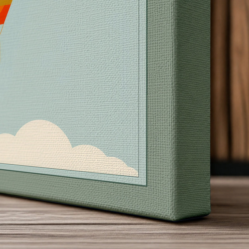 Hot Air Balloon at Dawn Mid-Century - Wrapped Canvas, 24x16 - 61.0 x 40.6 cm, Sage Border