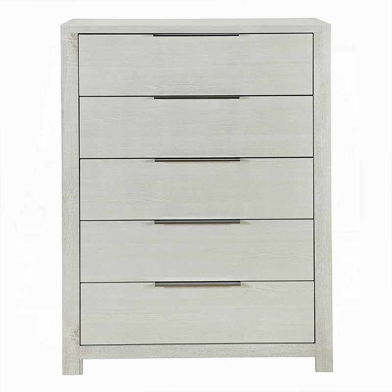 Commode de rangement avec 5 tiroirs, coffre en bois pour chambre à coucher, Beige