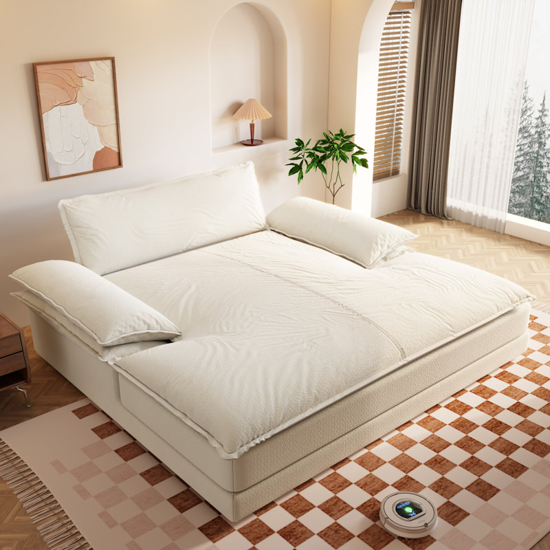 Méridienne double surdimensionnée de 80 po avec siège profond, accoudoirs larges et coussins amovibles Sheen, Beige