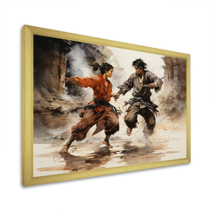 Marcetta China Art Kung Fu I - reproduction d'art, H 12 po x l 20 po x P 1 po, Cadre doré à une seule photo