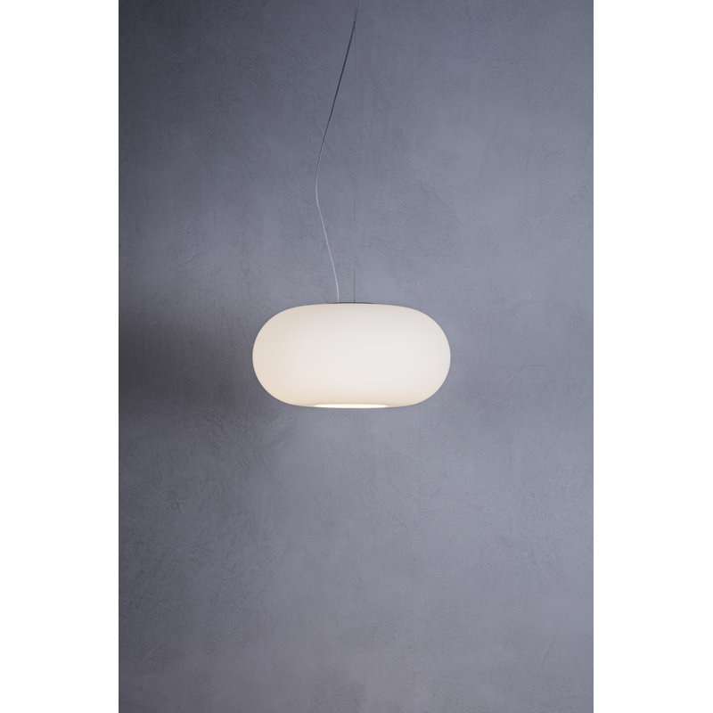 1 - Light Matt White LED Drum Pendant, 200cm H x 42cm W x 42cm D