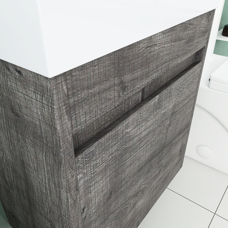 Ensemble de meuble-lavabo simple 18 po, Chêne gris carreauté