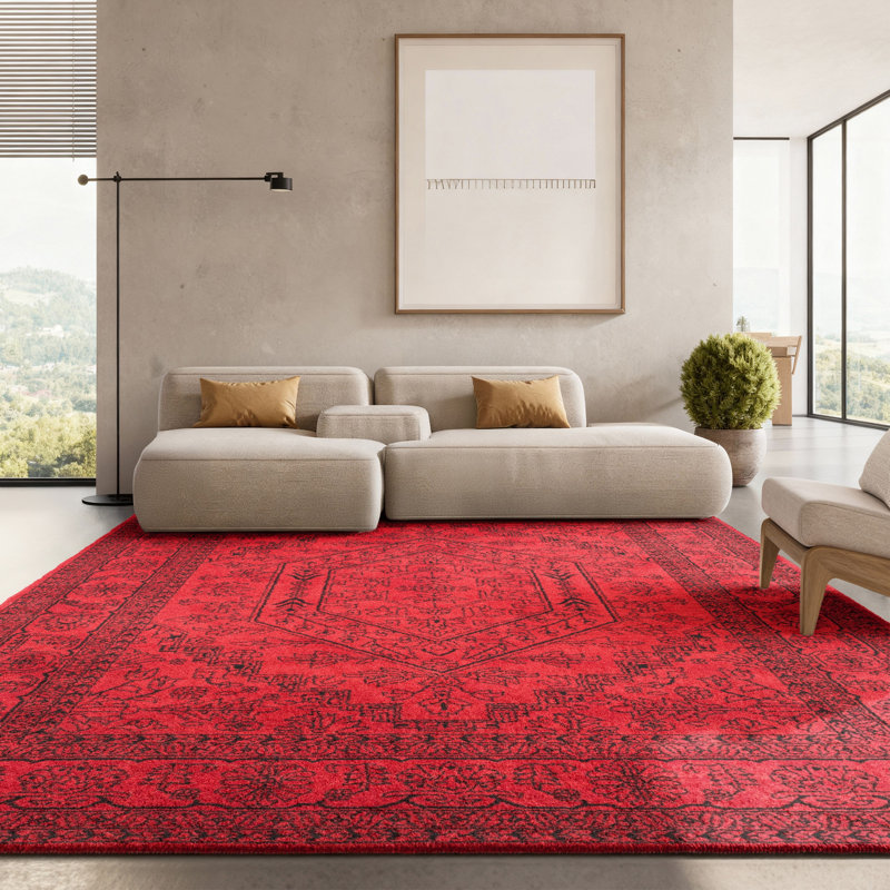Tapis oriental rouge / noir Nicarla, Rectangle 8 pi x 10 pi