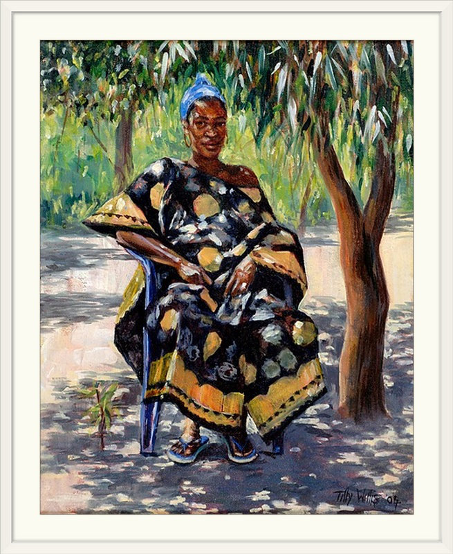 « femme assise », reproduction d’art sur 2004 Tilly Willis, H 28 po x l 24 po x P 1 po, Cadre blanc