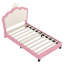 Lit simple tapissier princesse avec tête de lit couronne, lit plateforme simple avec tête de lit et pied de lit-1773253900