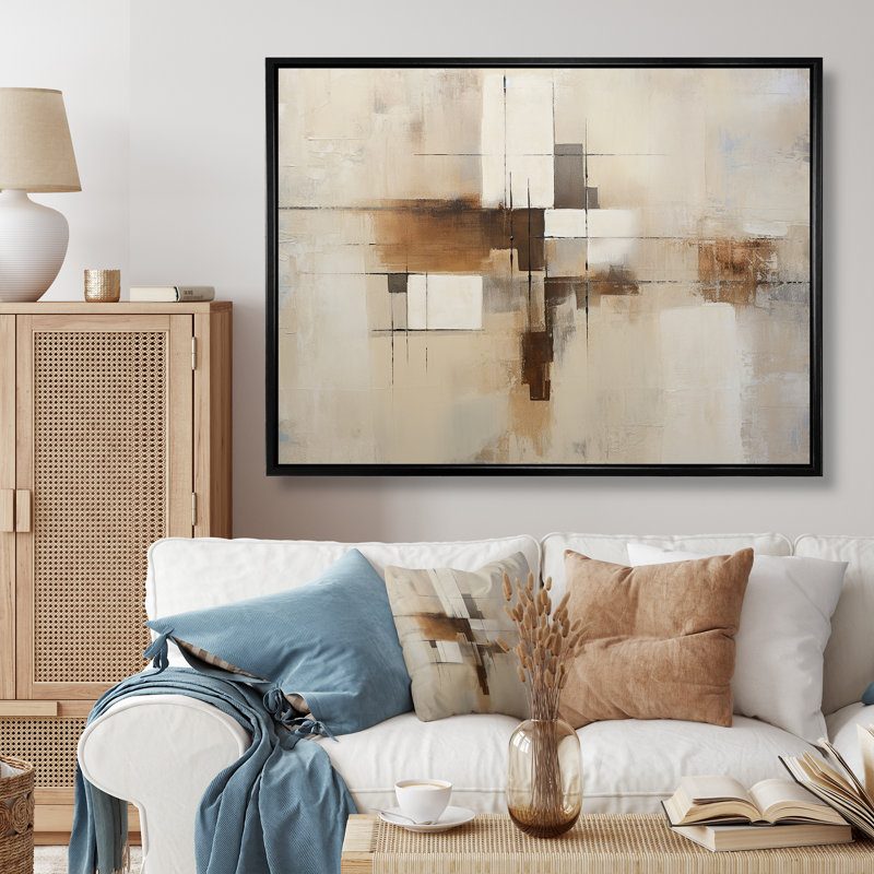 Minimalisme moderne scandinave art zen III - art mural moderne scandinave sur toile, Cadre flottant noir