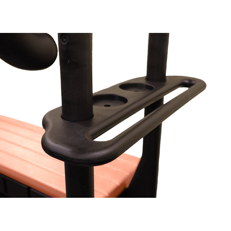 Redwood and Black 4-Step Spa Steps with Handrails