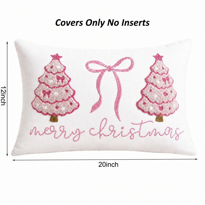 Housses de coussin rose pour Noël, 20 po x 12 po