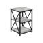 Table d'appoint de salon moderne avec stratifié gris et métal noir décoratif pour un look élégant