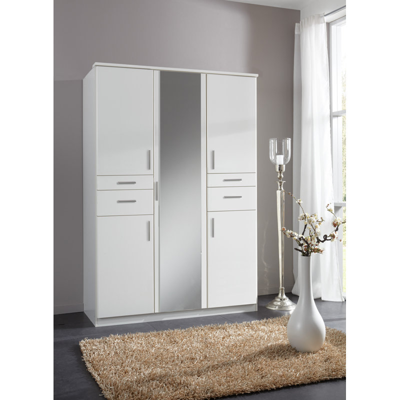 Macomb 5 Door Manufactured Wood Wardrobe, White