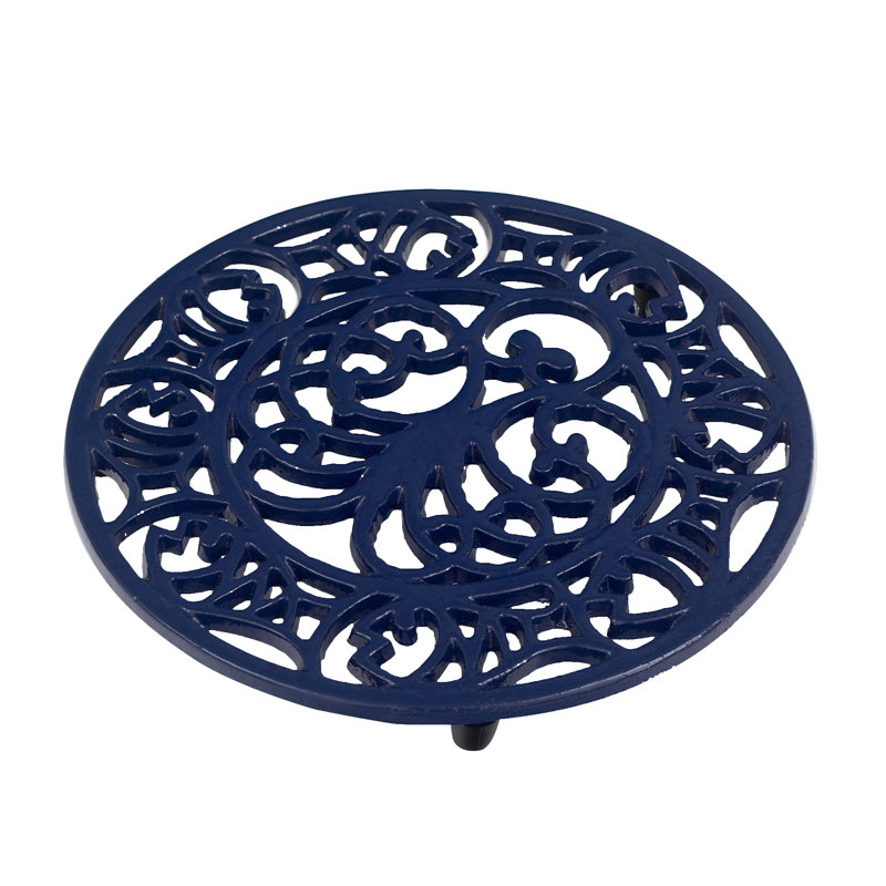 Metal Round 1 Piece Trivet, Blue