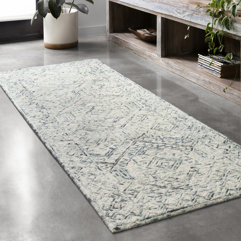 Tapis géométrique en laine touffeté à la main Haubert, Rectangle 11 pi 6 po x 15 pi