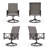 6-Person Outdoor Patio Conversation Set, Round Fire Pit Table With Glass Guard And 4 Teslin Swivel&Rocker Chairs-2056555254