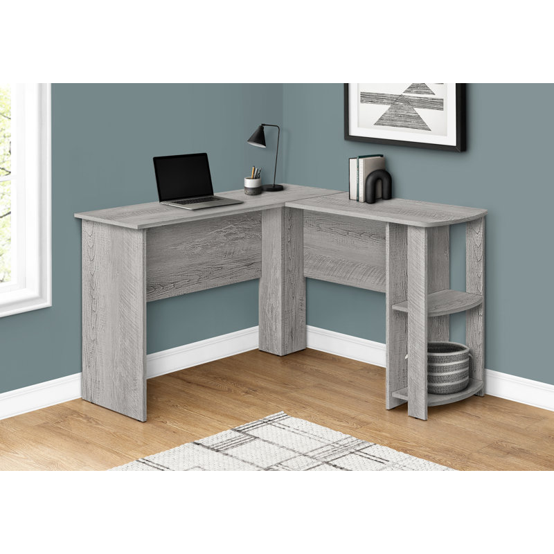 Bureau d'ordinateur, bureau personnel, coin, tablettes de rangement, Gris