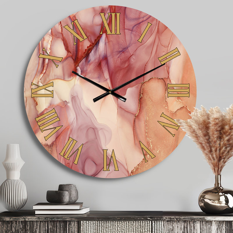 Horloge murale Tender, Petit, Rouge / doré