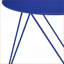 Table basse à base géométrique bleue en métal, peu encombrante, finition thermolaquée facile à nettoyer