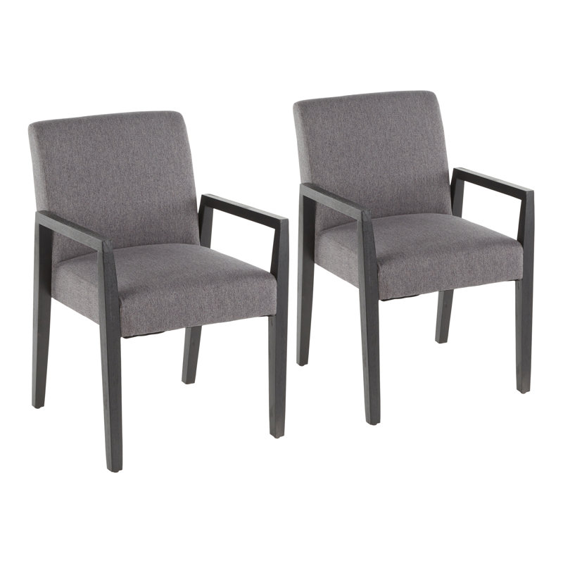 Chaise avec accoudoirs Egan, Noir, Tissu gris