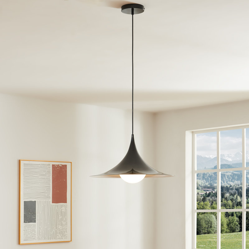 Niurka 17.7" W 1-Light Steel Pendant , Black