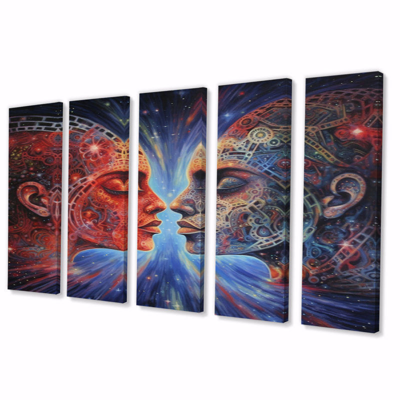 Sacred Union Passionate Connection - Impression sur toile romantique - 5 panneaux égaux