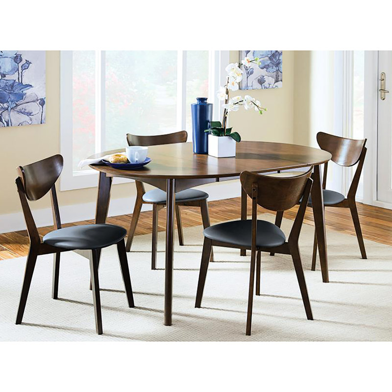 Chaise d'appoint de style Mid-Century moderne, finition noyer foncé, revêtement noir de 2 noyer, chaise