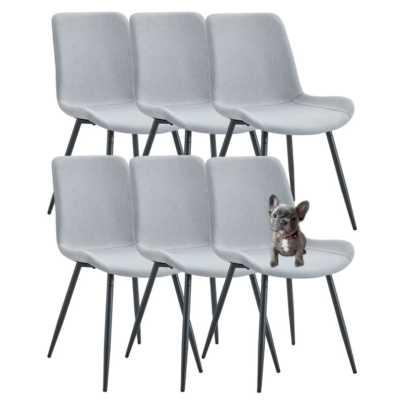 Chaises de salle à manger modernes et simples en polyuréthane à pieds noirs (ensemble de 6), Gris