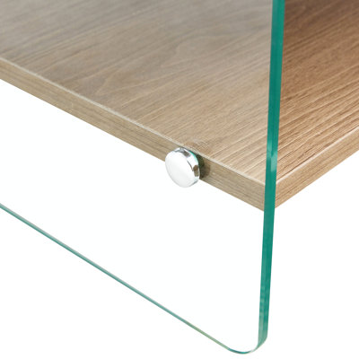 Bedside Table - Surface Sticker, Tempered Glass Side Panels, 1 Drawer, Elegant & Practical Sticker Simple Look