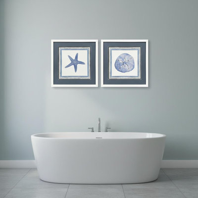Set Of Two Seaside Blues II White Framed Wall Art