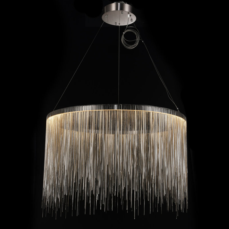 Lustre 20 lumières à del à roulettes de wagon unique Dinges, Nickel