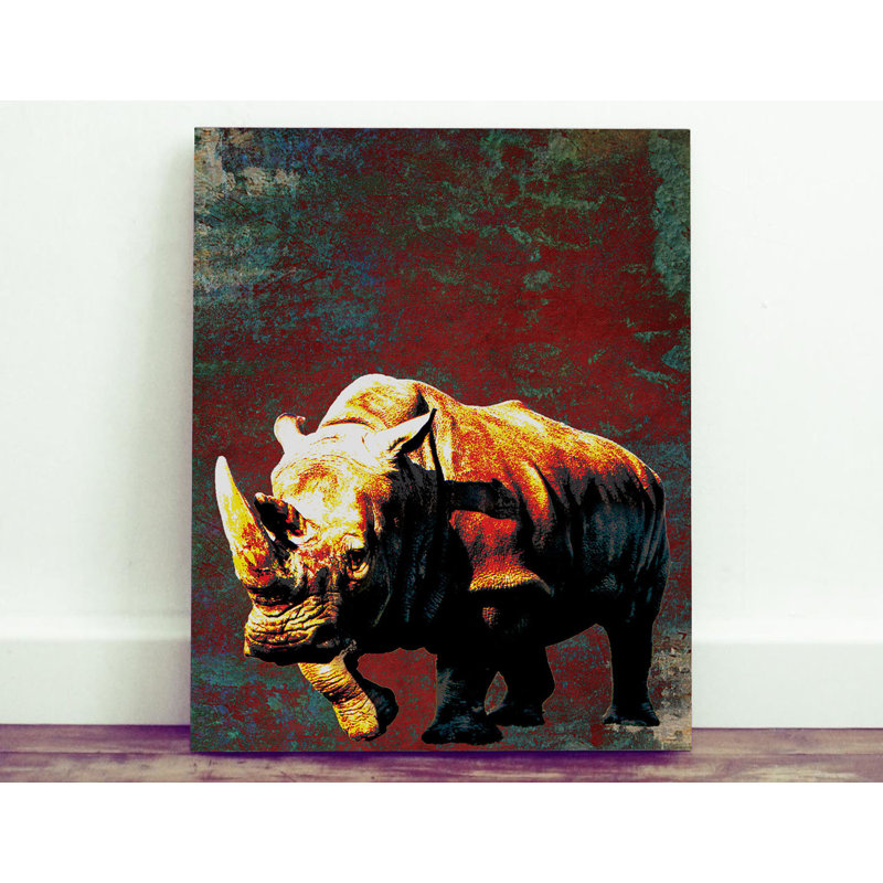 Rhino - No Frame Print on Wood