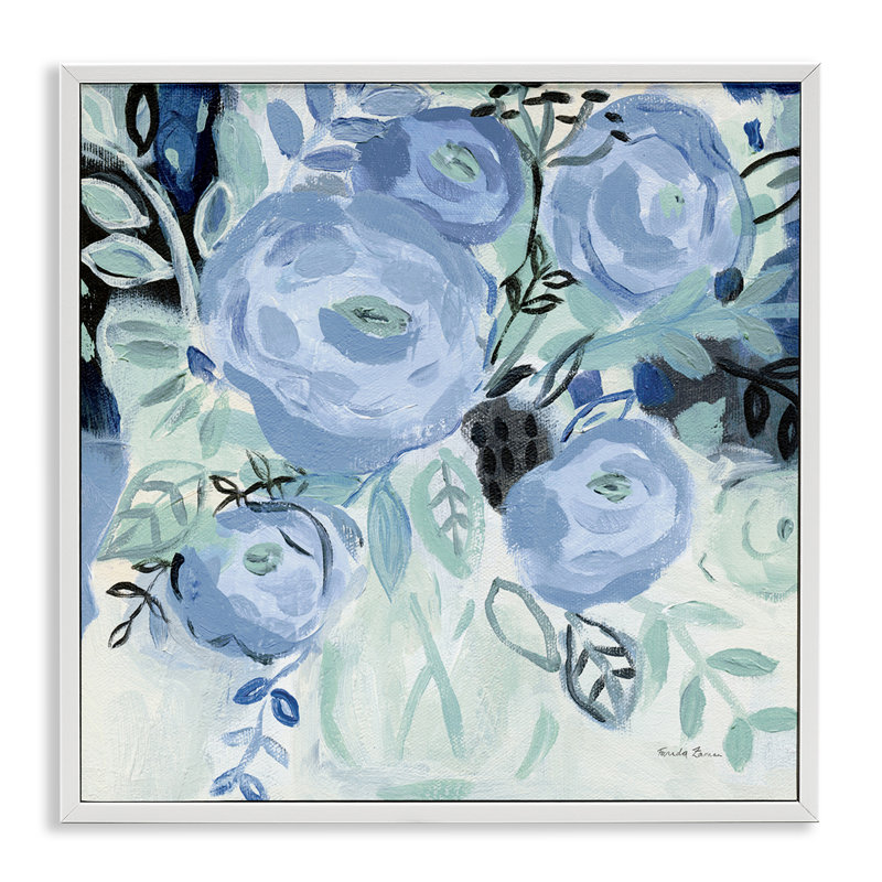 Art côtier bleu par Farida Zaman bf-990, Estampe numérique encadrée blanc bord de mer, H 12 po x l 12 po