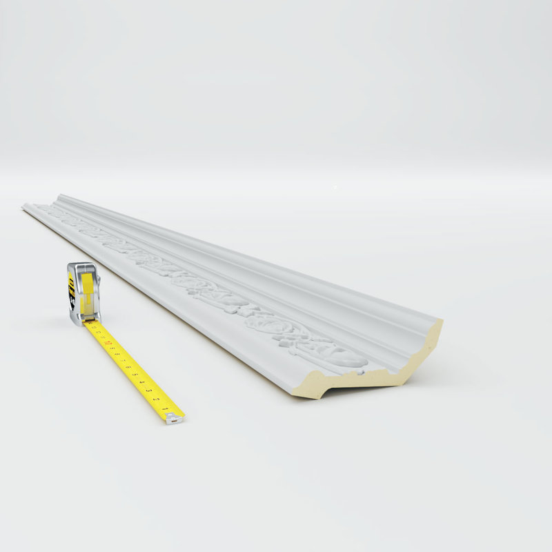 Rose Design Primed Polyurethane Crown Moulding, 94.5" Length