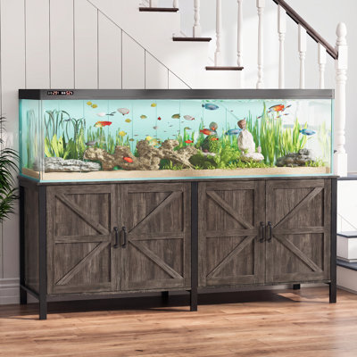 Support d'aquarium robuste de 100 à 150 gallons, support d'aquarium robuste avec armoire de rangement et prise de courant, L 59,8 po x l 23,6 po, capacité 2200 lb