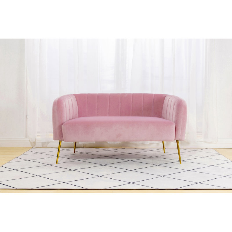 Bullock 2 Seater Velvet Loveseat, Pink