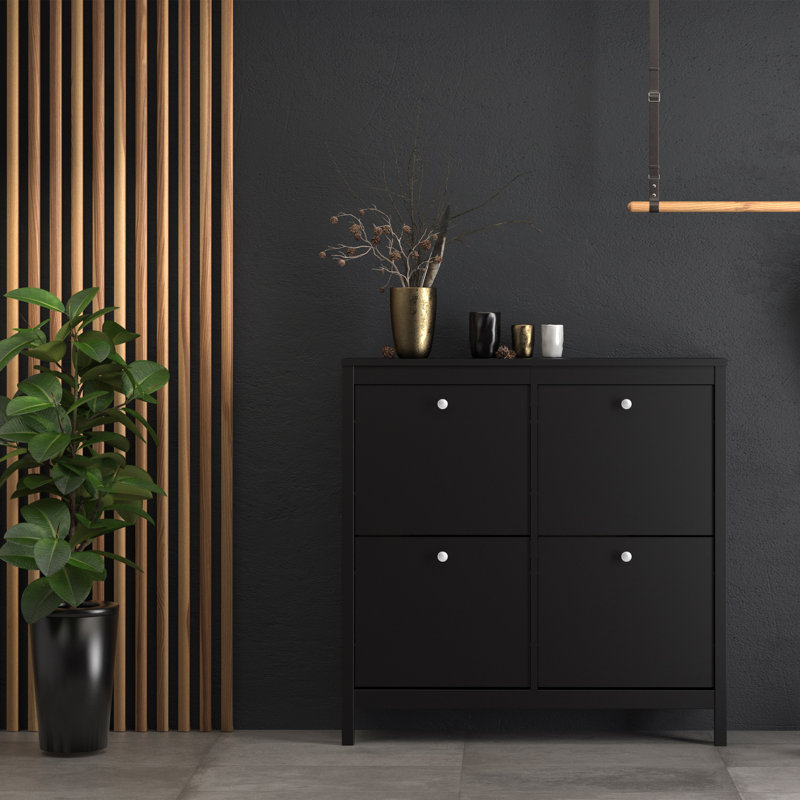 Cynsere 16 Pair Shoe Storage Cabinet, Black